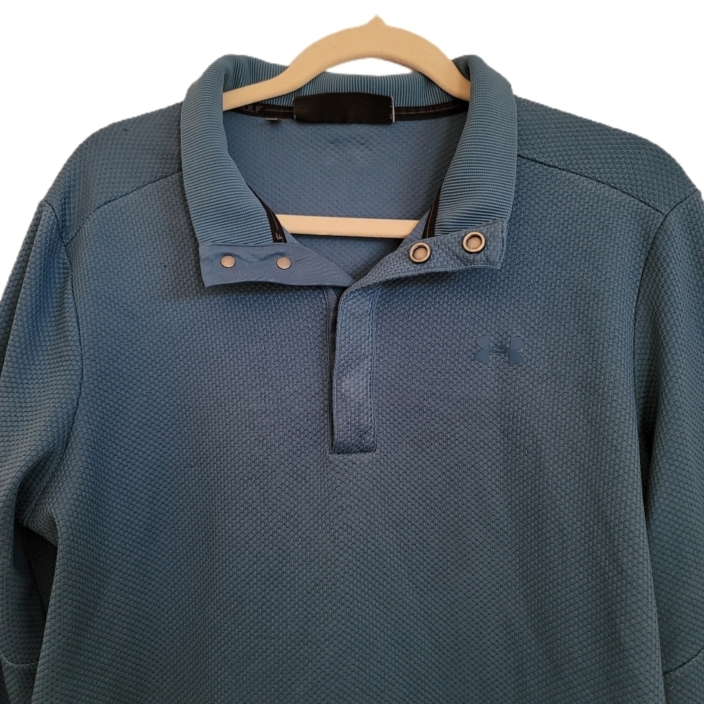 Under Armour Golf Henley Pullover XL Blue Loose Long Sleeve - Picture 3 of 6
